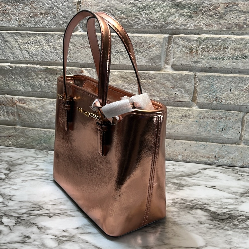 Michael Kors Jet Set Travel Extra-Small Metallic Top-Zip Tote Bag NWT - Picture 5 of 16